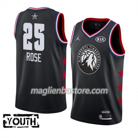 Maglia Minnesota Timberwolves Derrick Rose 25 2019 All-Star Jordan Brand Nero Swingman - Bambino